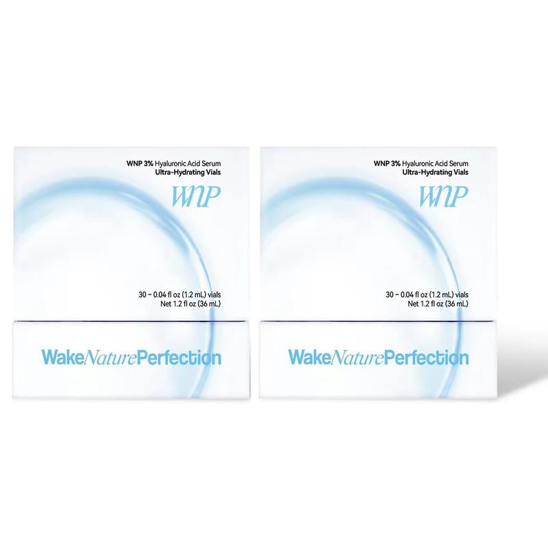 2pcs WNP Ultra-Hydrating Serum-1.2ml*30-Vegan, 3% Hyaluronic Acid Glass Skin Single,Single-use vial, facial moisturizing and nourishing serum, comfortable skin care