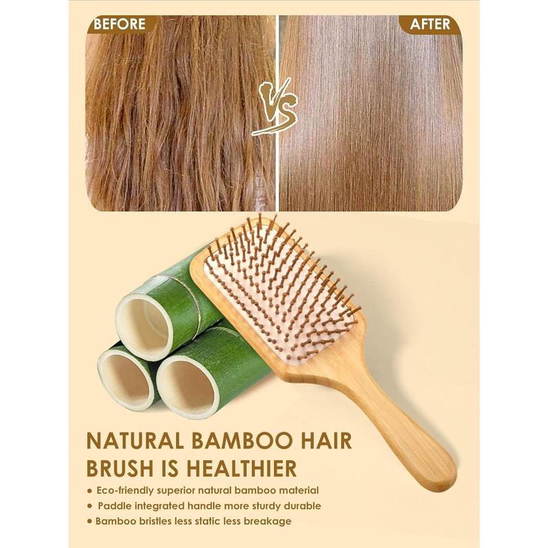 Hair Brush-Bamboo Wood Paddle Brush for Women Men Massaging Scalp Increase Hair Growth