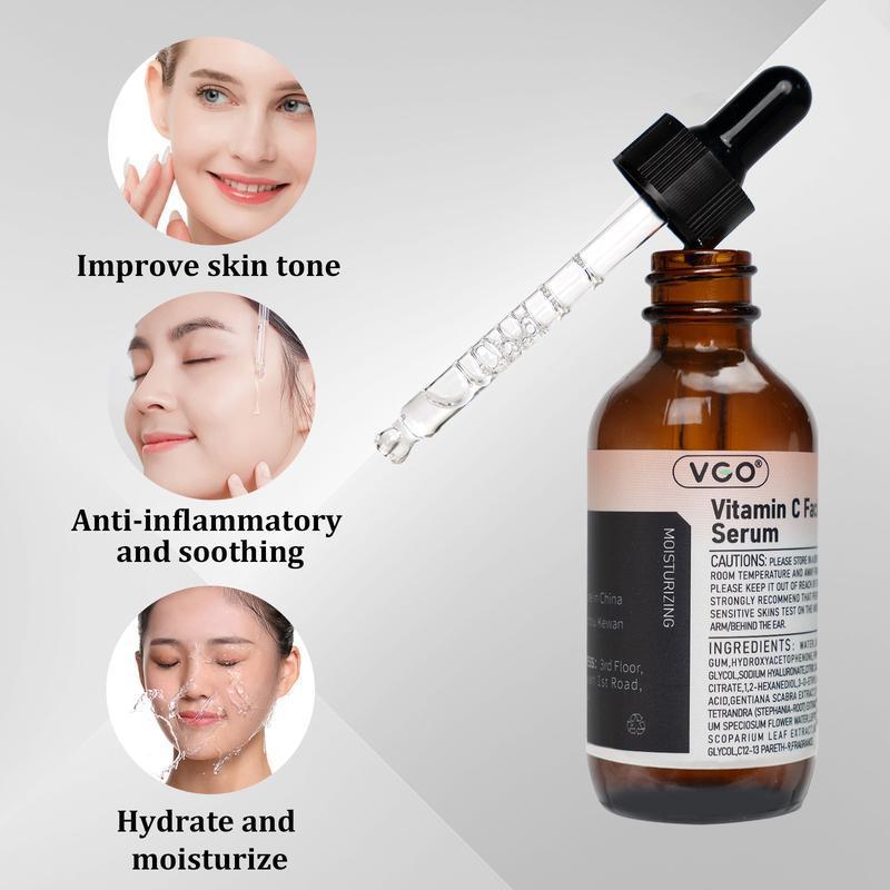 VGO Vitamin C And  Vitamin E 30ml Facial Serum Essence Cream-A, Moisturizer for Improved Skin Spots and Acne Marks, Skin Repair and Fine Lines Reduction Skincare Comfort