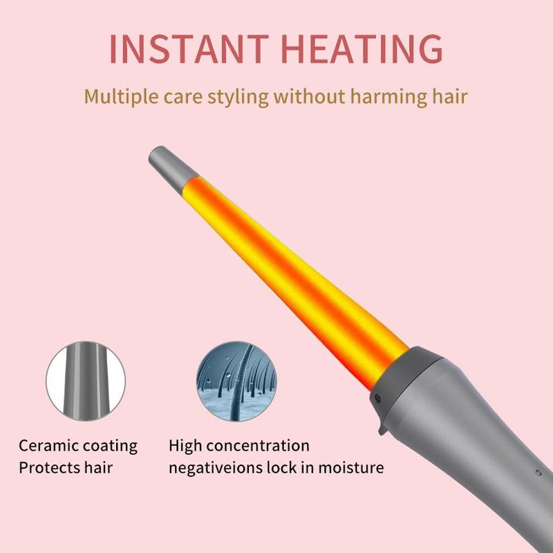 Ceramic Hair Curler, Instant Heating Hair Curling Wand with Anti-scalding Stand, Professional Hair Styling Tool for Women & Girls