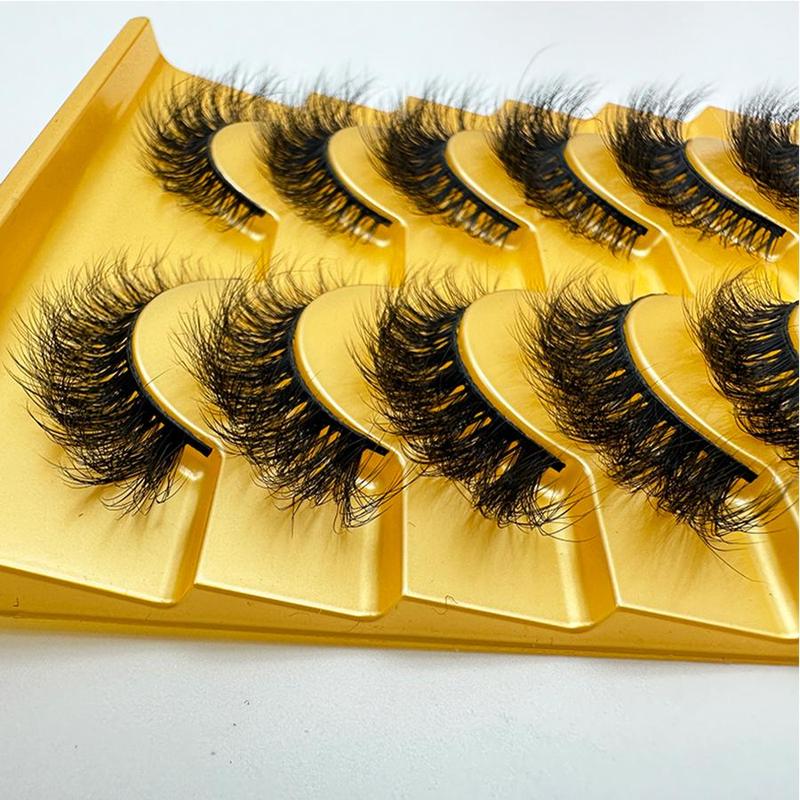 Fluffy False Eyelashes Cluster, 10 Pairs Wispy Cat Eye Look Curling Strip Lashes, Natural Curl Fake Eyelashes for Women Eye Makeup Enhancement