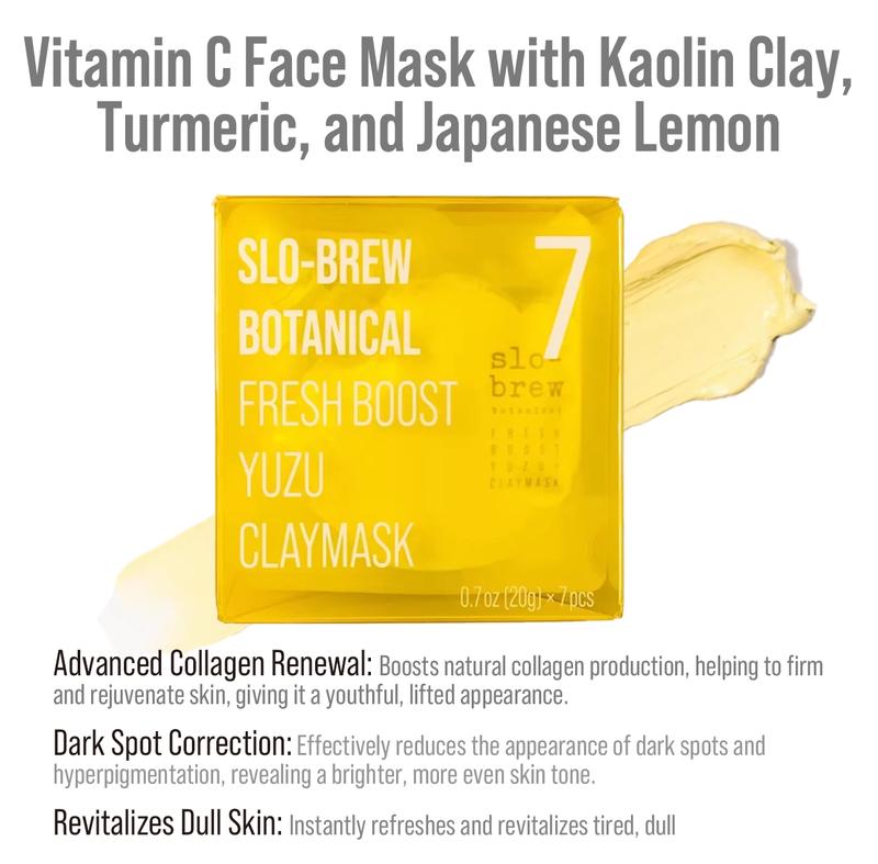 Vitamin C Face Mask with Kaolin Clay, Turmeric and Japanese Lemon for Advanced Collagen Renewal, Dark Spots, Dull Skin, Achieve Instant Glass Skin & Radiant Glow