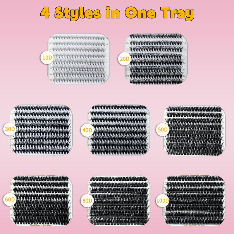 Individual False Eyelashes for Gift, 640pcs box Natural Look Eyelash Extensions, Self Grafting Curly False Eyelash, Cosmetic Products, Eyelash Extensions Kit, Christmas Gift