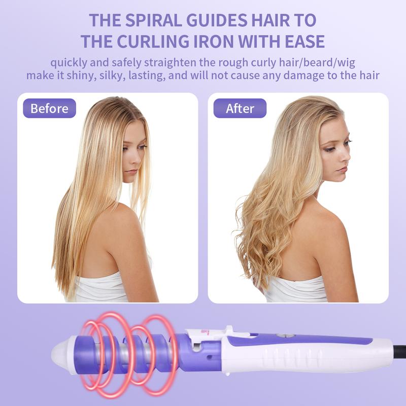 Curling YMUB-07 Spiral Curling Wand, Anti-Scald Design for Safety, One-Touch Operation Effortlessly Creates Wavy, Lazy Styles, Non-Slip Handle for Added Comfort - Perfect for All Beauty Lovers, a Must-Have for Home & Travel