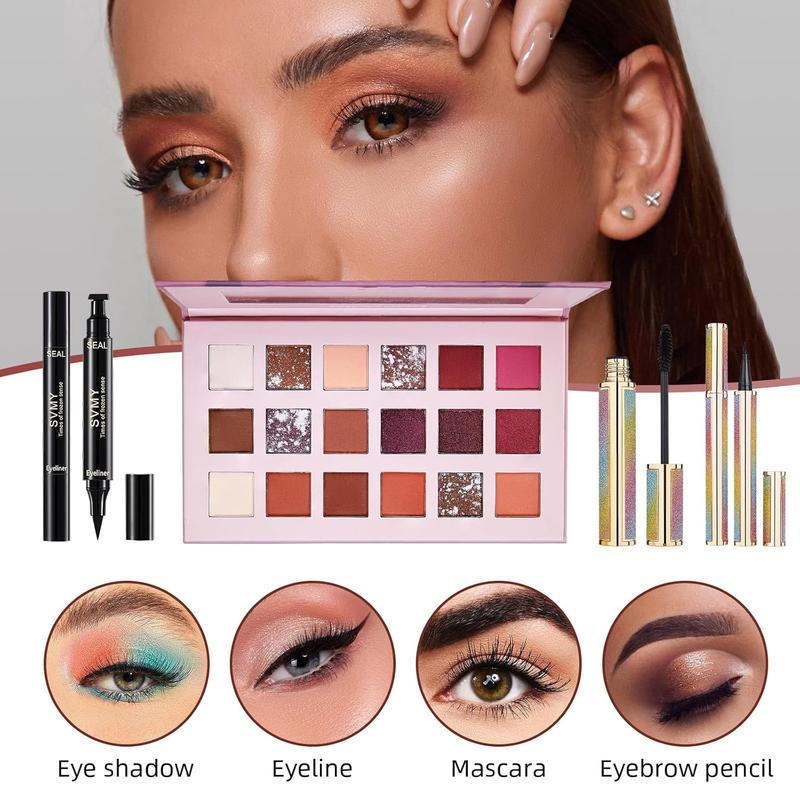 All In One Makeup Kit, Travel Makeup Kit, Makeup Kit for Women Full Kit, Makeup Gift Set for Women & Girls, Includes Foundation Eyeshadow Palette Lipstick Eyeliner Mascara  Brush Set