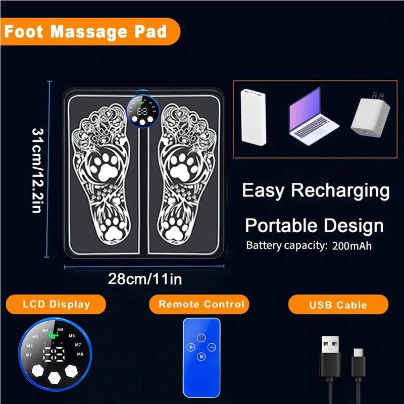 Electric Foot Massager, Foot Massage Pad, Foot Muscle Massage Relaxation Pad, Motorized Foot Stimulator, Foot Massage Tool for Home & Travel