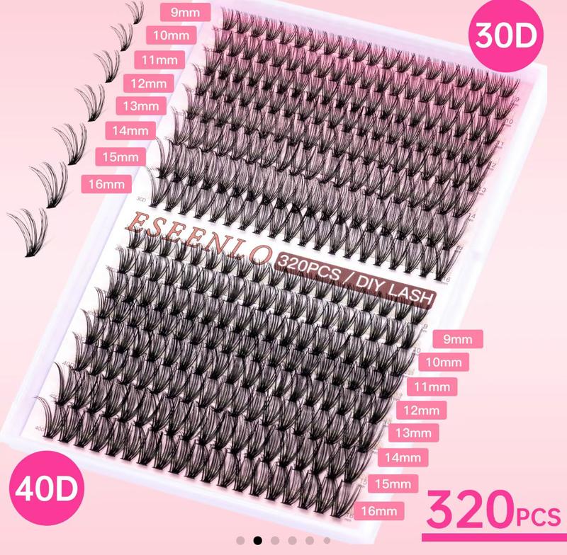 ESEENLO LASH Waterproof Lash Kit 320 PCS natural look Long lasting Individual Lashes Beginner Friendly Eyelashes with Tweezers Bond&Seal Extensions at Home thick lash kit individual lash extensions Fluffy Natural