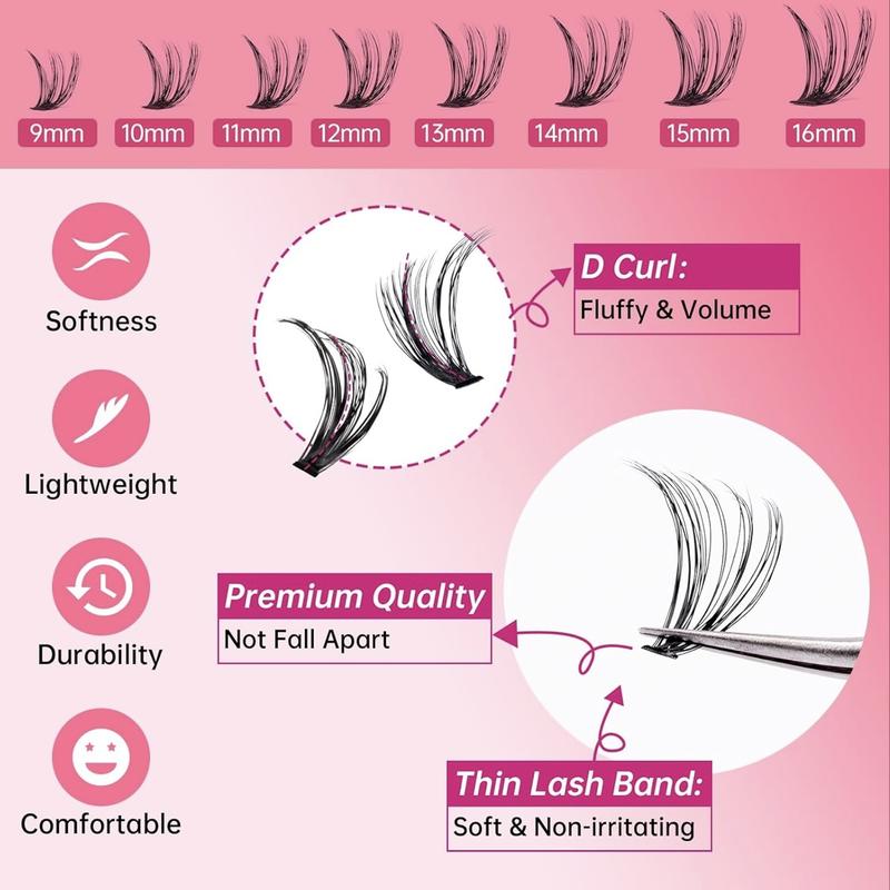 ESEENLO LASH Waterproof Lash Kit 320 PCS natural look Long lasting Individual Lashes Beginner Friendly Eyelashes with Tweezers Bond&Seal Extensions at Home thick lash kit individual lash extensions Fluffy Natural