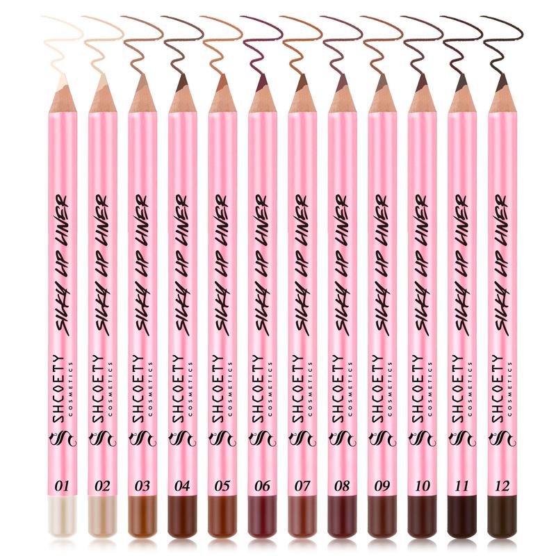 Long Lasting Matte Lip Liner Set, 12pcs box Moisturizing Lip Liner Pencil, Suitable for All Occasions Lip Makeup, Girls and Women Makeup Accessories, Christmas Gift