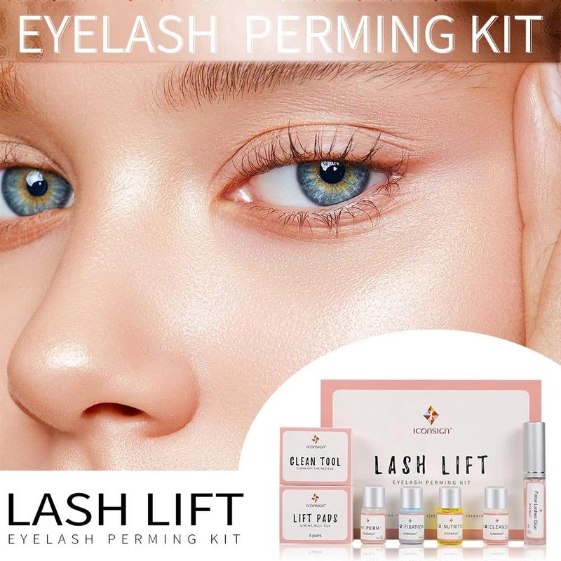 Eyelash Lift Kit, 1 Set Professional Salon Semi-permanent Curling Eyelash Perm Kit with Lash Shields and Eye Gel Pads