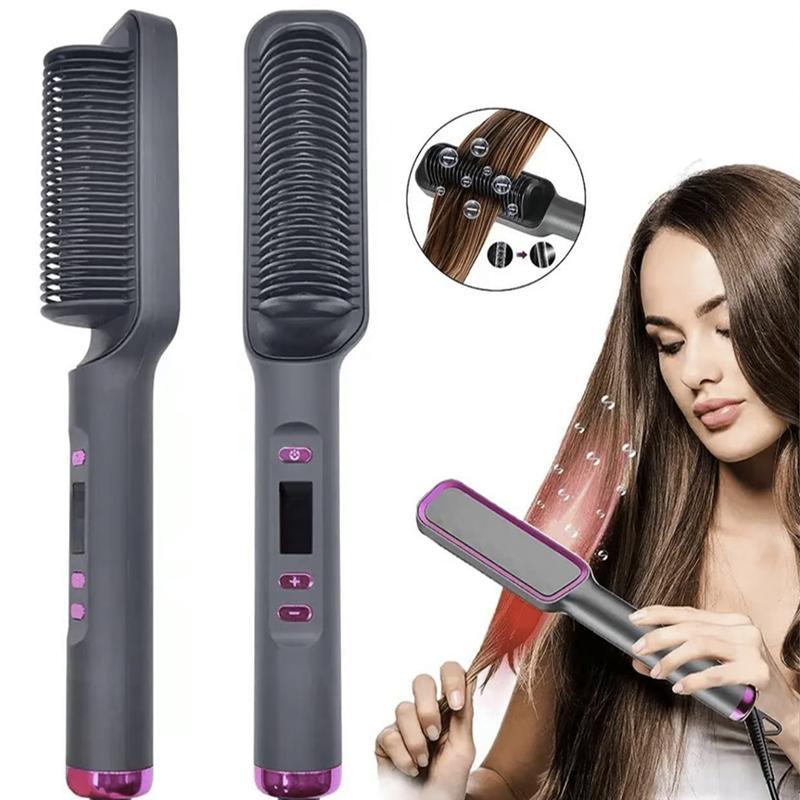 2 in 1 Hair Straightener & Curler, 1 Count Electric Hair Straightening Comb with Constant Temperature Protection, Multi-use Hair Styling Tool