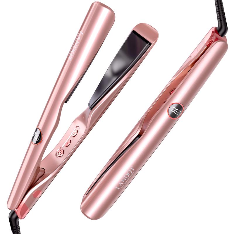 LANDOT Twist Iron- Rose Pink Straightener and Curler 2 in 1