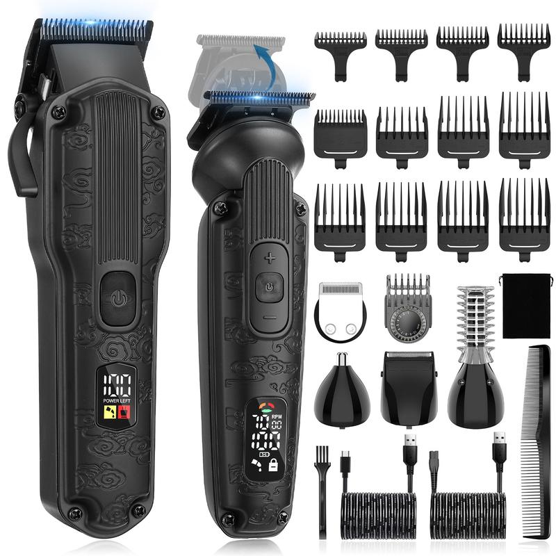 6 in 1 Hair Trimmer Kit, 1 Box Multifunctional Electric Hair Clipper with Limit Combs & LCD Display, Professional Hair Trimmer for Men