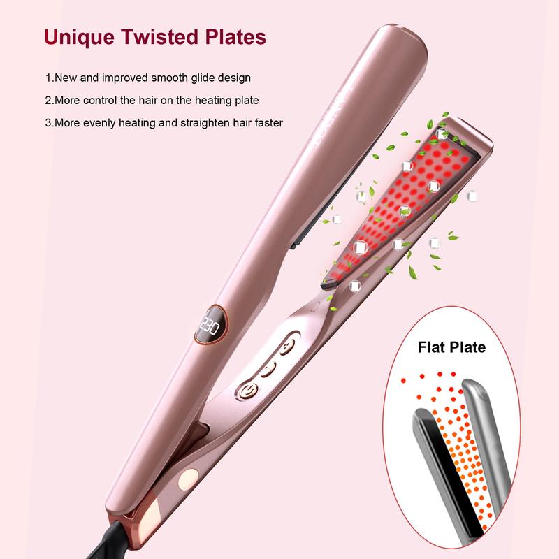 LANDOT Twist Iron- Rose Pink Straightener and Curler 2 in 1